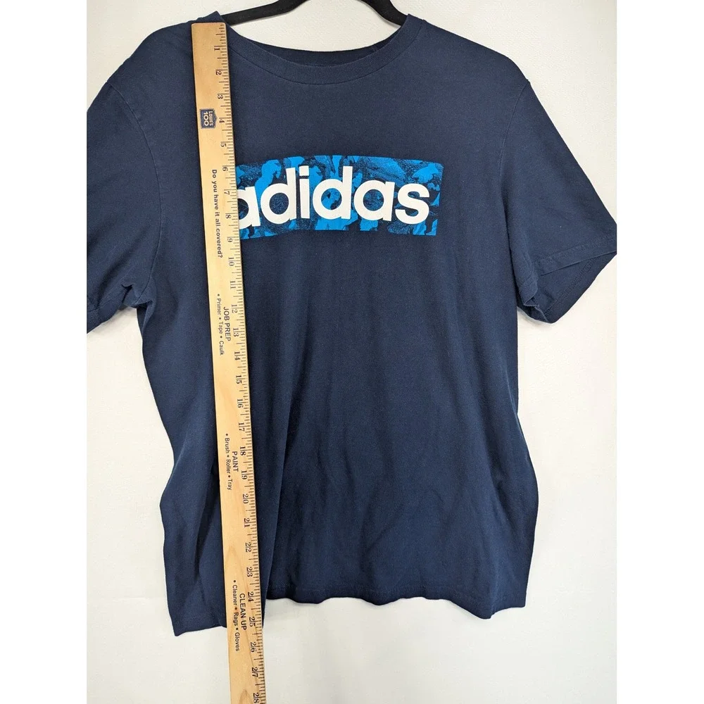 Adidas Navy Blue T‎ Shirt Large Logo Graphic Short Sleeve Casual Men's L